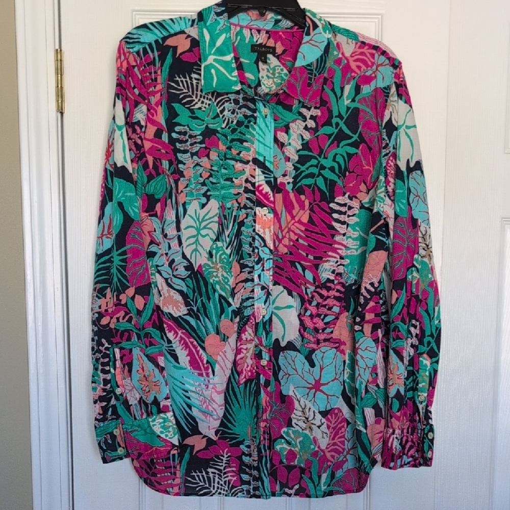 Talbots Multicolor Tropical Print Blouse